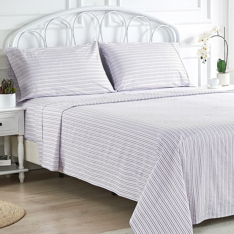Shirt Stripe Percale Cotton Sheet Set