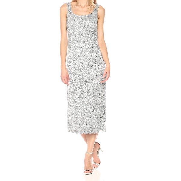 Shop Connected Apparel Silver Womens 16 Sleeveless Floral Sheath Dress ...