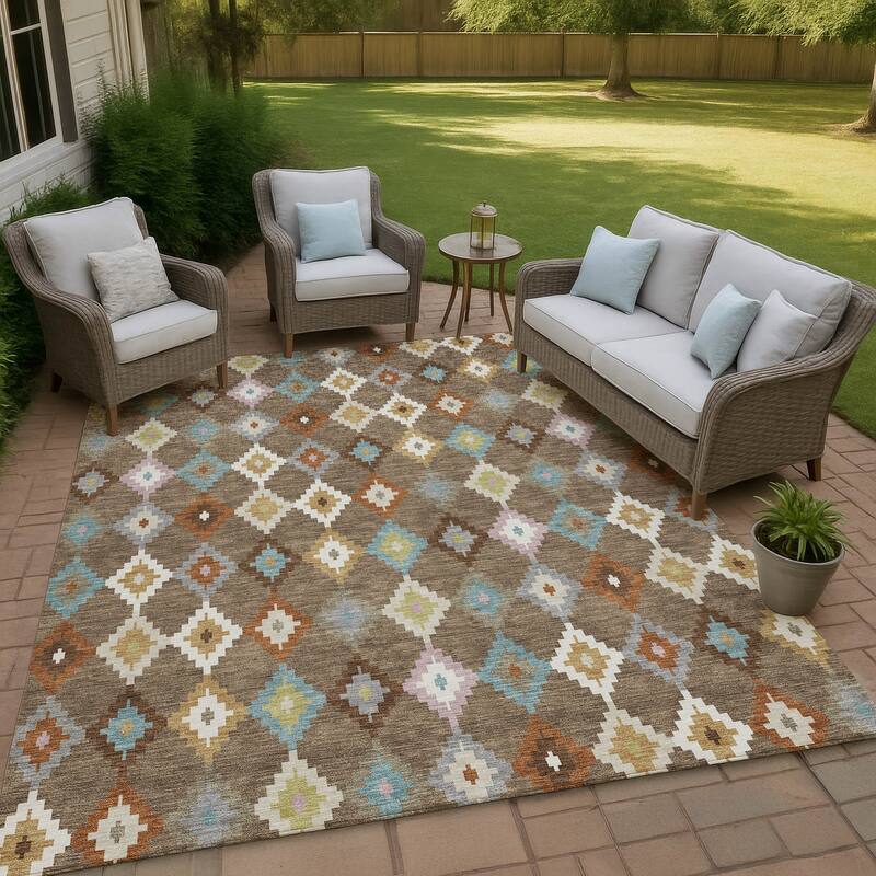 Machine Washable Indoor/ Outdoor Global Ahmet Chantille Rug - Chocolate - 5' x 7'6"