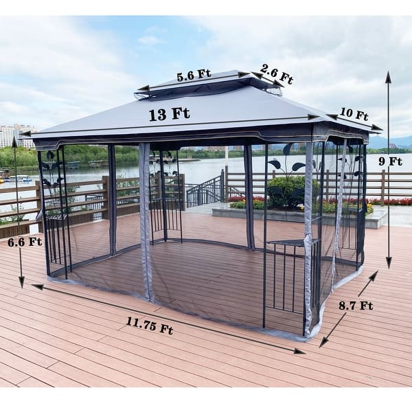 13x10 Outdoor Patio Gazebo Canopy Tent With Ventilated Double Roof And