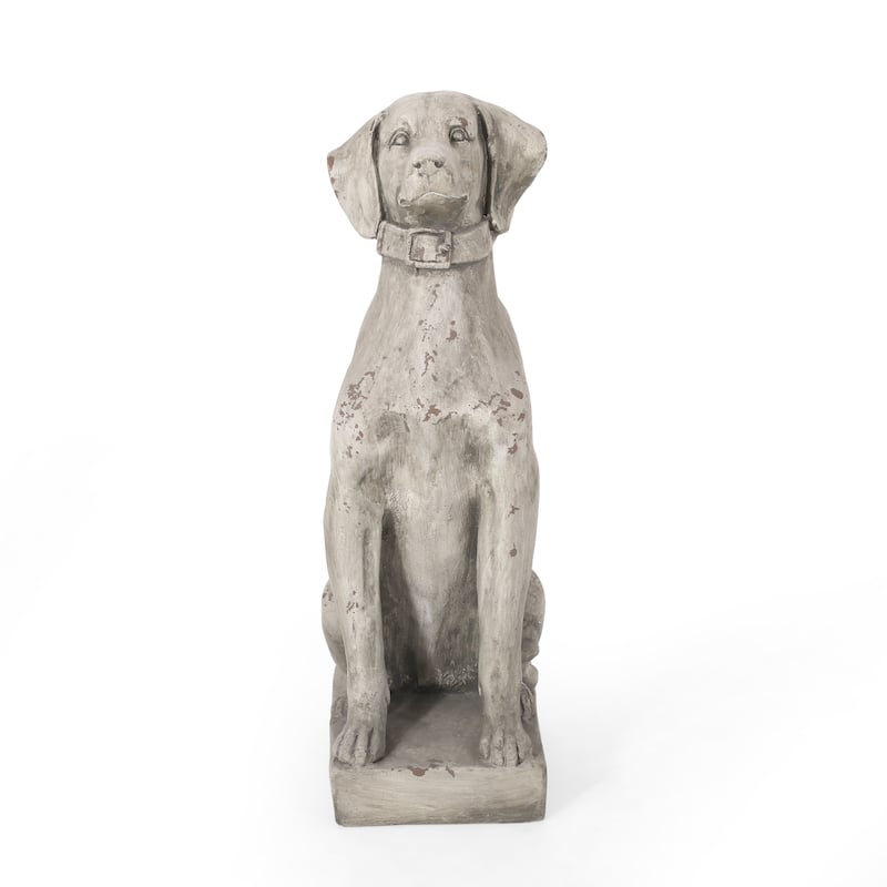 Gomer Outdoor Cast Stone Outdoor Dog Garden Statue by Christopher Knight Home