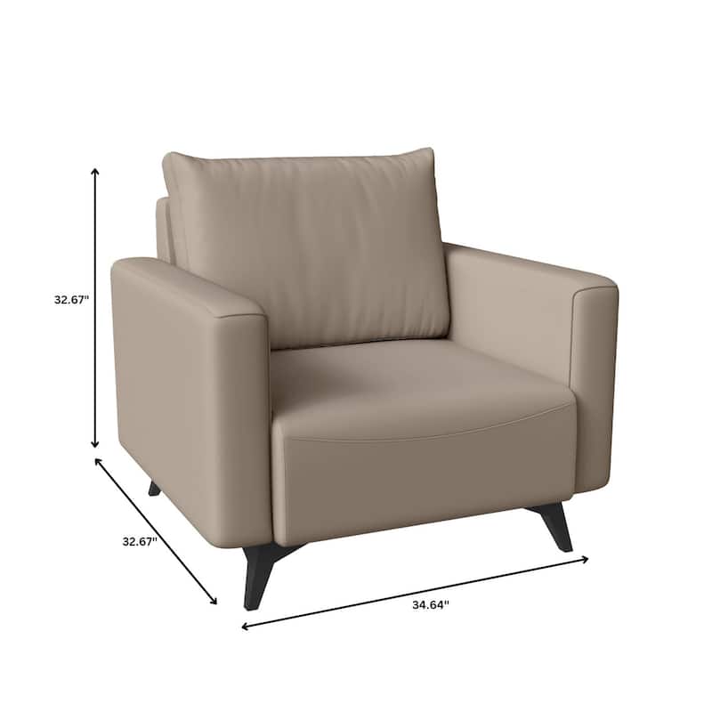 Single-Seater Sofa Modern Armchair Upholstered Vegan Leather with Metal Legs Removable Cushions Inno Series by LeisureMod