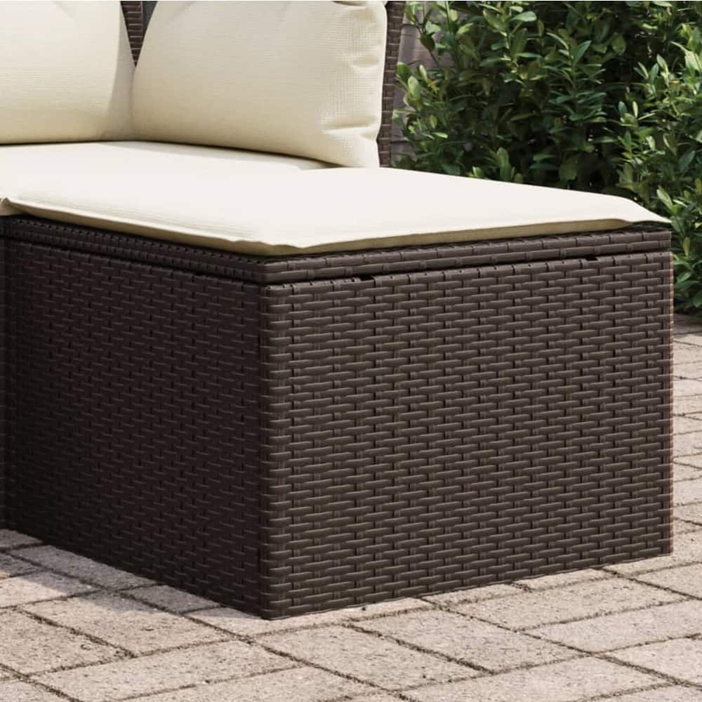 vidaXL Patio Stool with Cushion Ottoman Outdoor Seating Cube Seat Poly Rattan - 21.7 x 21.7 x 14.6