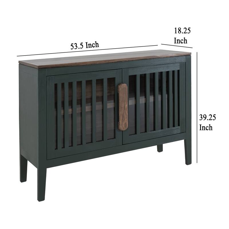 Maltie Sideboard Console Cabinet, 2 Doors, Forest Green Wood, 54 Inch