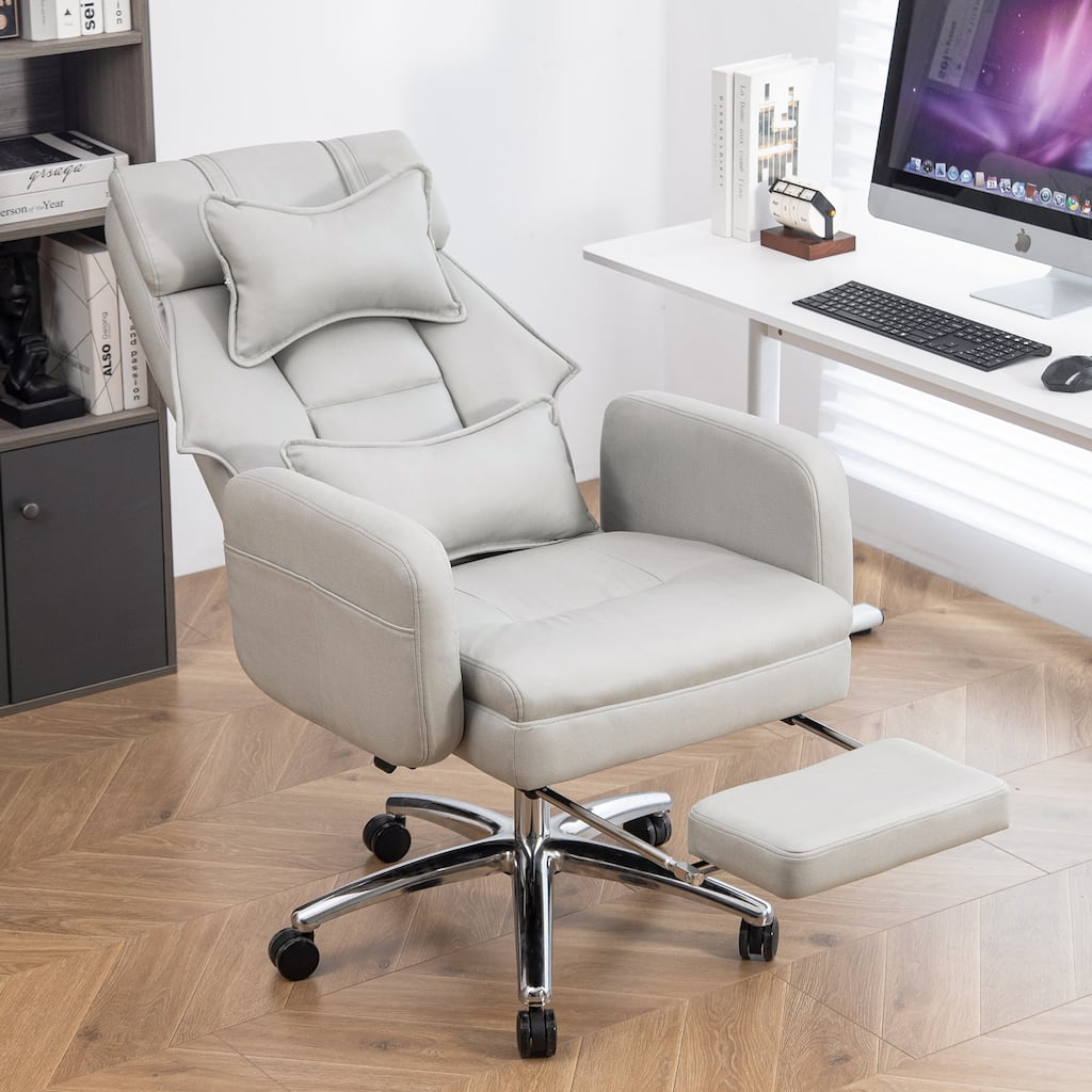 Executive Office Chair with Adjustable Recline and Footrest, High-Density Cushion, 360° Swivel