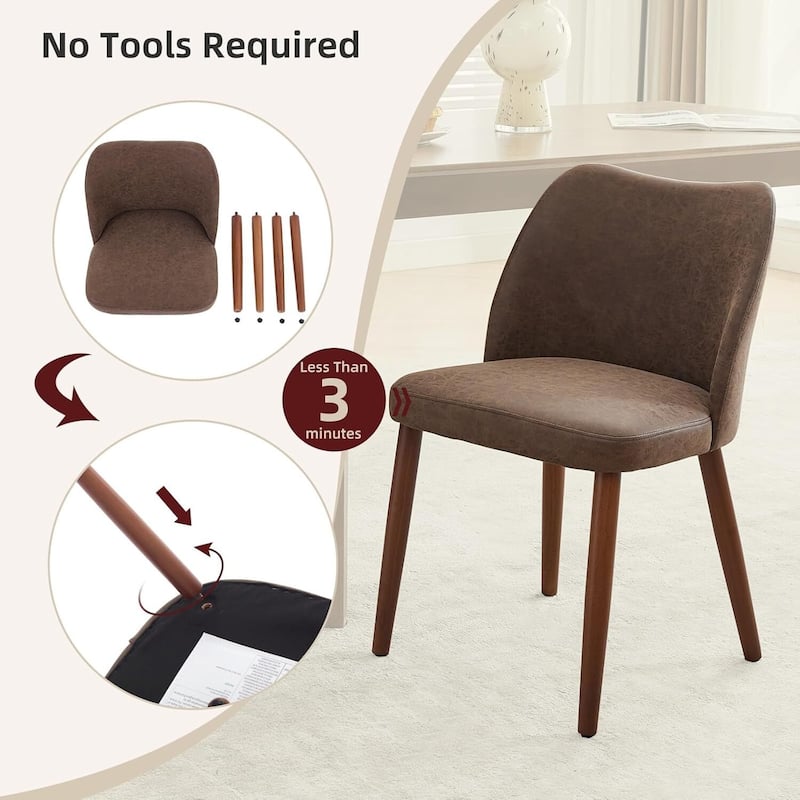 Set of 2 Upholstered PU Leather Dining Chairs for Dining Room Living Room Kitchen