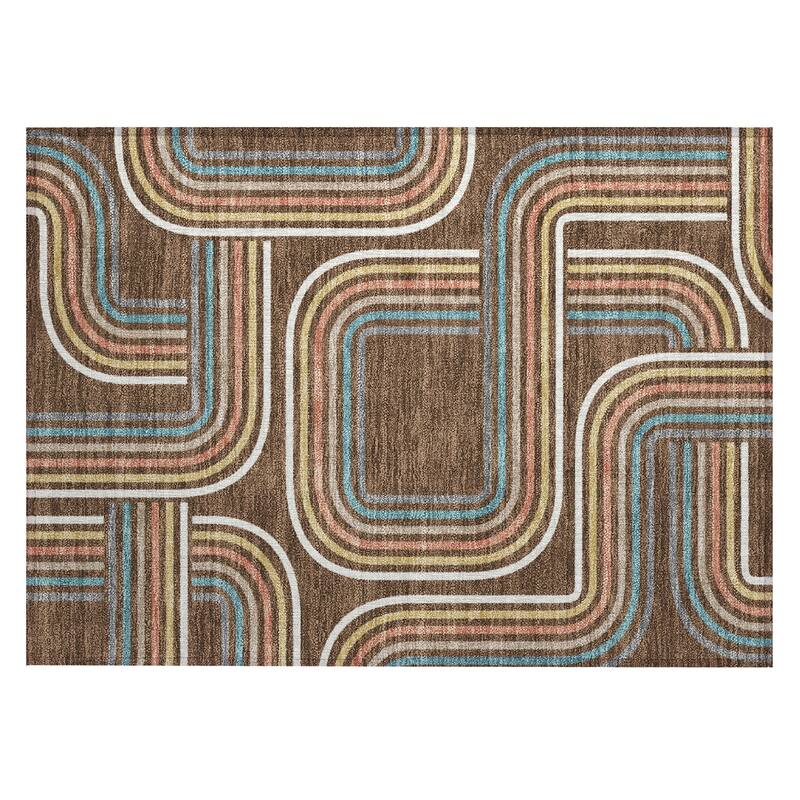 Machine Washable Indoor/ Outdoor Modern Leawood Chantille Rug