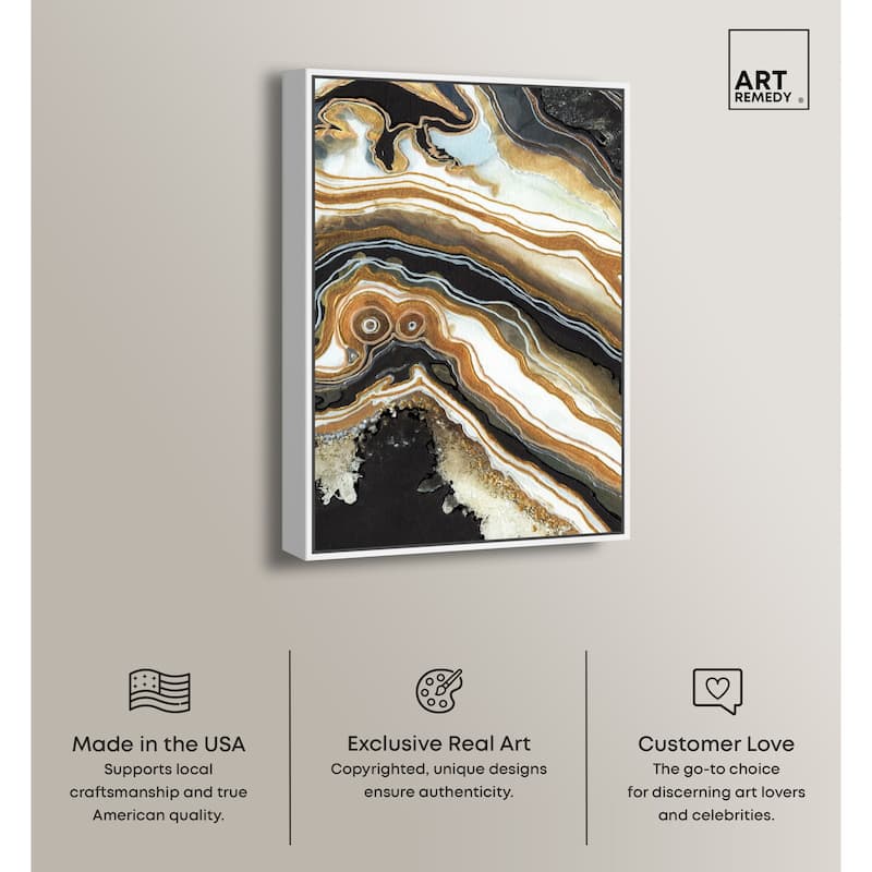 Art Remedy Black And Gold Ii Framed Mineral, Agate & Geode 1 Piece Canvas Wall Art