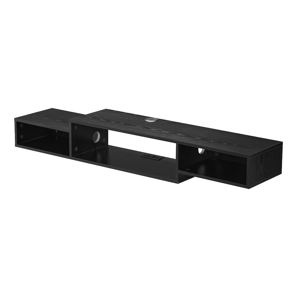 Particleboard Floating TV Stand with Storage and Power Outlets