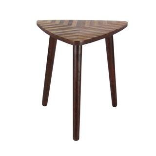 Mango Wood Handmade Accent Table with Wood Inlay - Brown - Roche River Decor - 21"Wx20"Lx22"H