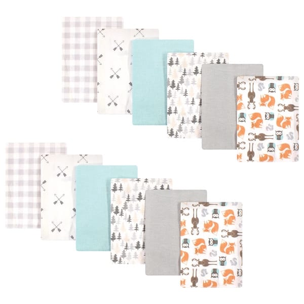 slide 1 of 1, Hudson Baby Infant Unisex Cotton Flannel Burp Cloths, Neutral Forest, One Size - Neutral Forest - One Size One Size - Neutral Forest