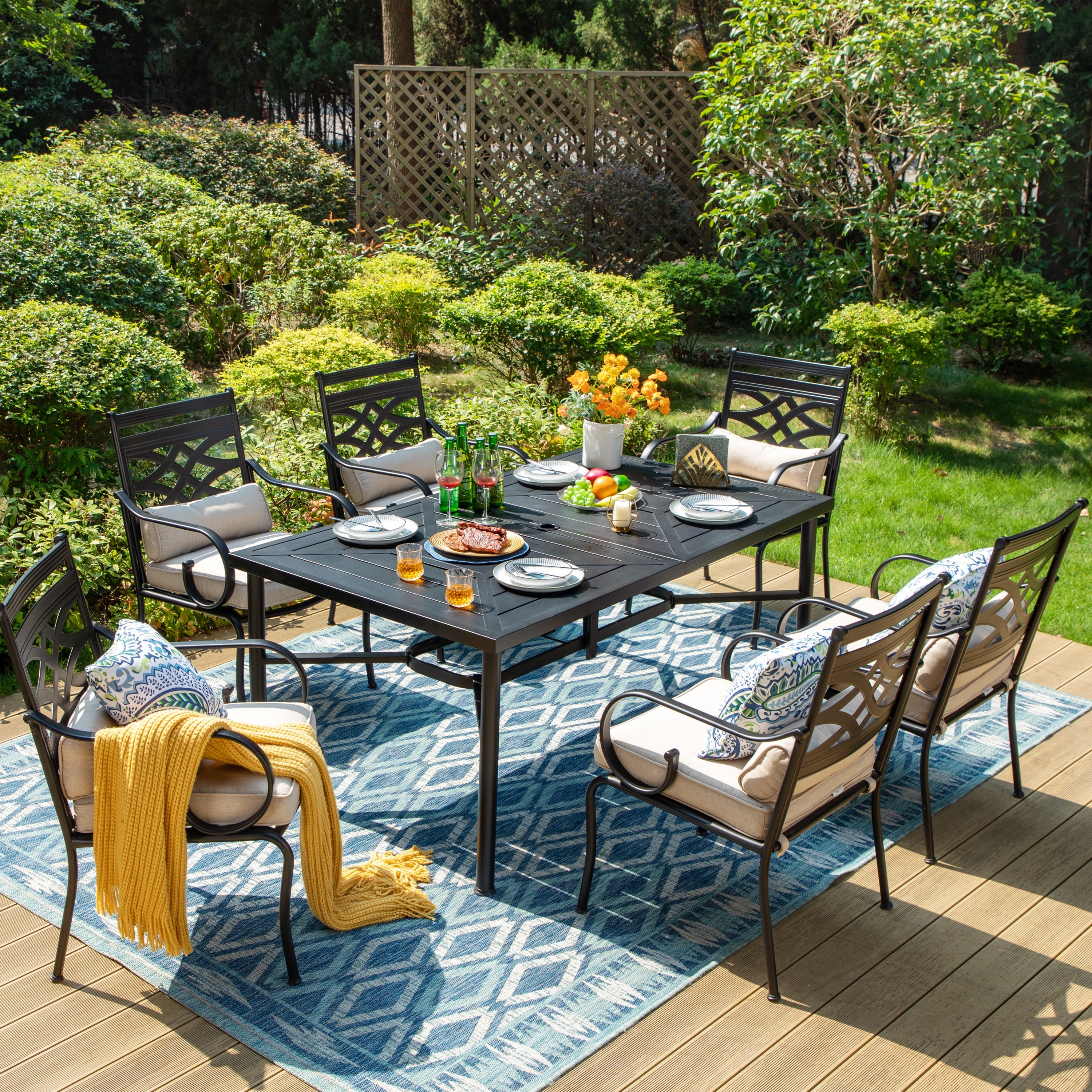 7 piece outdoor dining set with umbrella sales