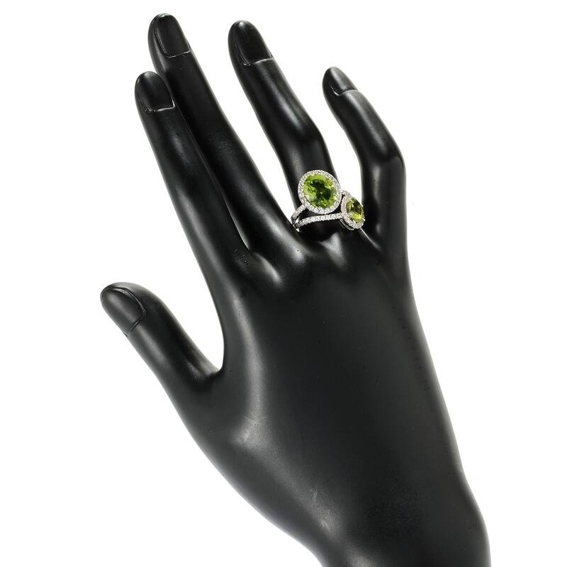 925 Sterling Silver Peridot and White Topaz Ring