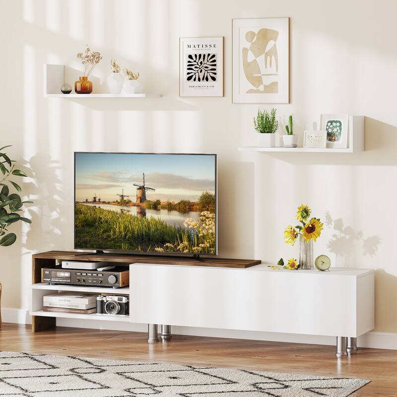 Gymax TV Stand Modern Entertainment Center TV Cabinet for TVs up to 80