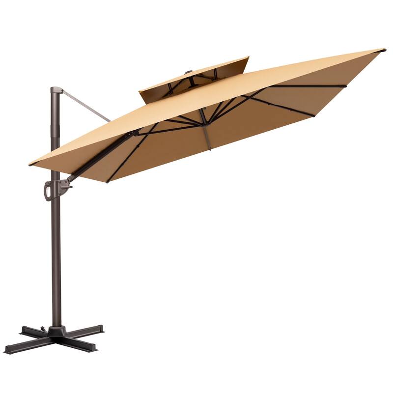 VredHom 9 x 12 FT Outdoor Patio Double Top Rectangular Cantilever Umbrella