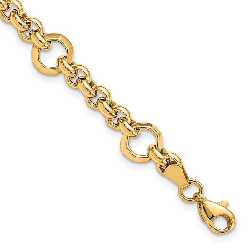 Curata 10k Yellow Gold 8.5mm Textured Section Link Bracelet 7.5 Inch