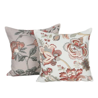 Novica Handmade Garden Fantasy Embroidered Cotton Cushion Covers (Pair)