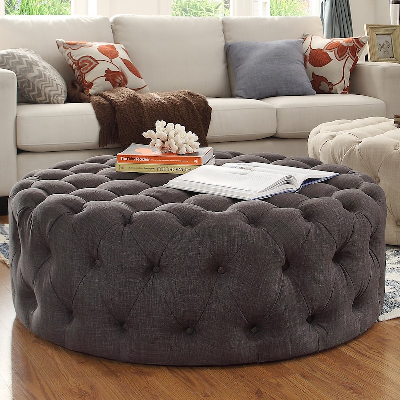 Knightsbridge Round Tufted Rolling Ottoman by iNSPIRE Q Artisan