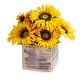 preview thumbnail 1 of 1, Enova Home Mixed Artificial Silk Sunflowers Fake Flowers Arrangement with Natural Wood Planter for Home Office Decoration