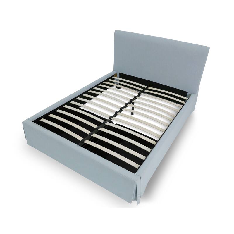 Shelby Upholstered Skirted Sky Blue Storage Panel Bed