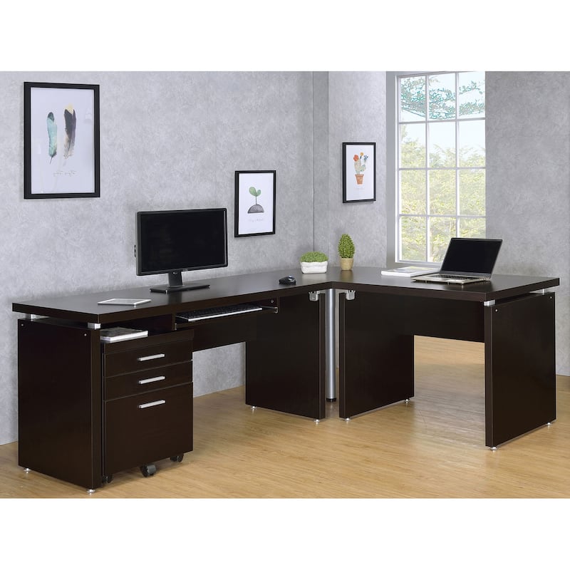 Skylar 2-Piece Home Office Desk Set With File Cabinet Cappuccino