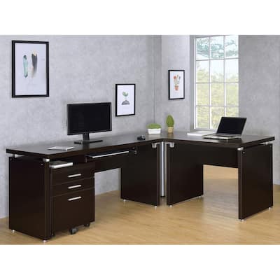 Skylar 2-Piece Home Office Desk Set With File Cabinet Cappuccino
