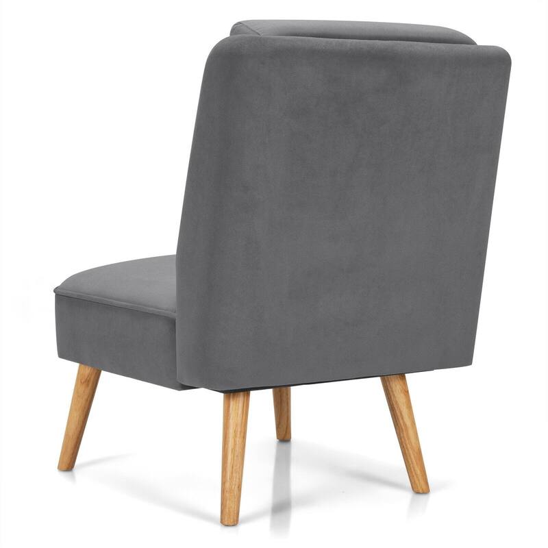 Velvet Accent Chair with Rubber Wood Legs for Living Room - 29.5" x 23.5" x 35" (L x W x H)