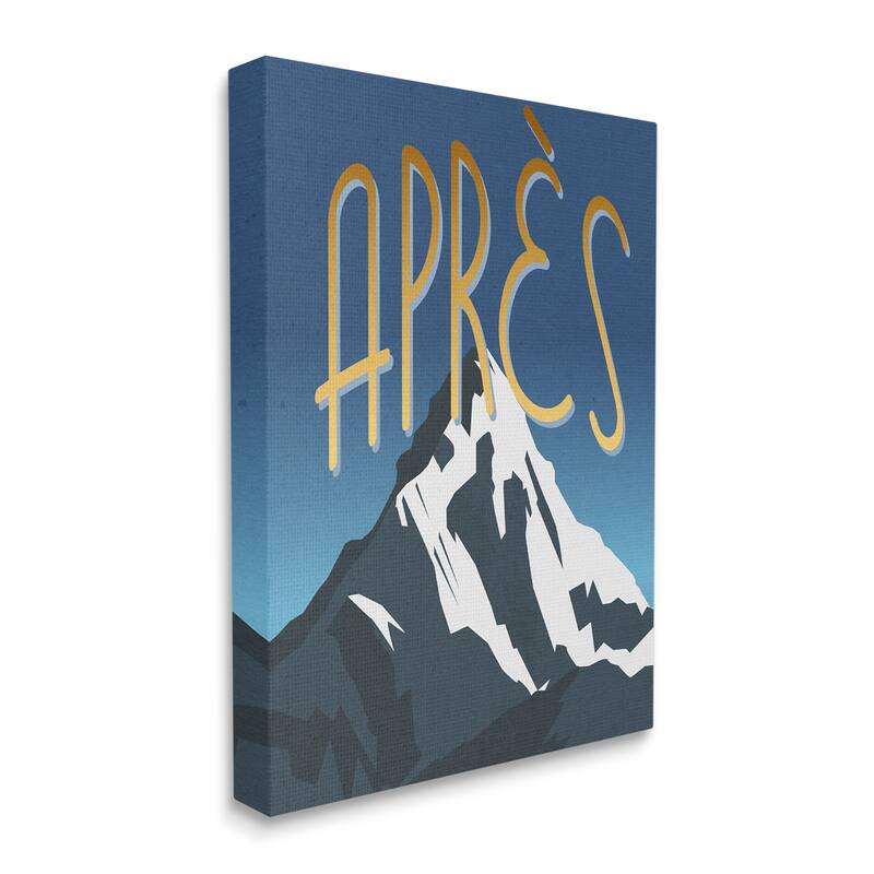 Stupell Après Mountain Ski Sport Winter Landmark Blue Grey Canvas Wall Art