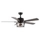 preview thumbnail 10 of 11, 52" Black 2-Light Seeded Glass Ceiling Fan with Light Kit and Remote
