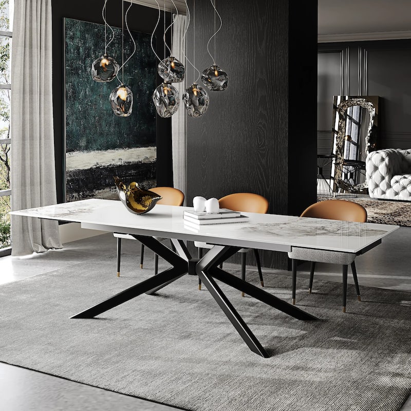 110.24'' Extendable Rectangular Sintered Stone Dining Table For 6-10 People