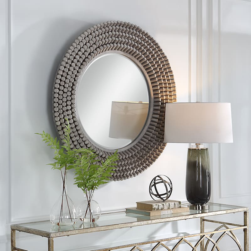 Uttermost Portside Round Gray Mirror - 40"W X 40"H X 3"D