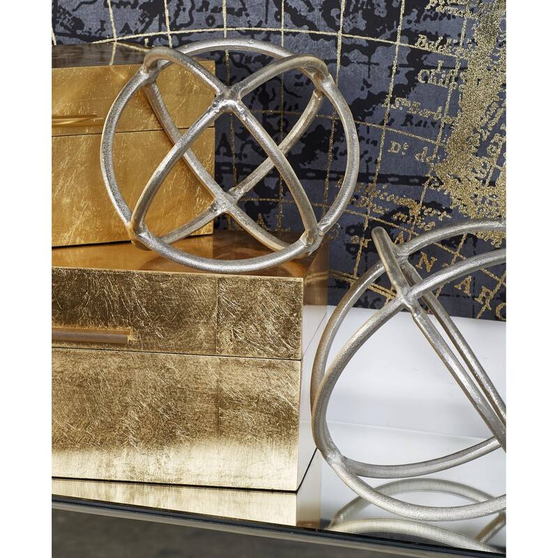 Aluminum Metal Geometric Decorative Sculpture - Set of 2 Silver - Roche River Decor