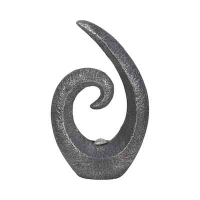 Sagebrook Home Polyresin Loopy Statue, 20-inch Solar-powered Art Piece, Subtle Dark Grey