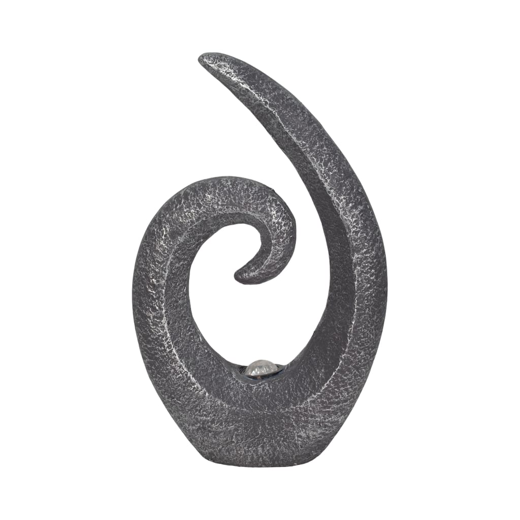 Sagebrook Home Polyresin Loopy Statue, 20-inch Solar-powered Art Piece, Subtle Dark Grey