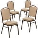 preview thumbnail 19 of 25, 4 Pack Crown Back Stacking Banquet Chair Tan Vinyl/Copper Vein Frame