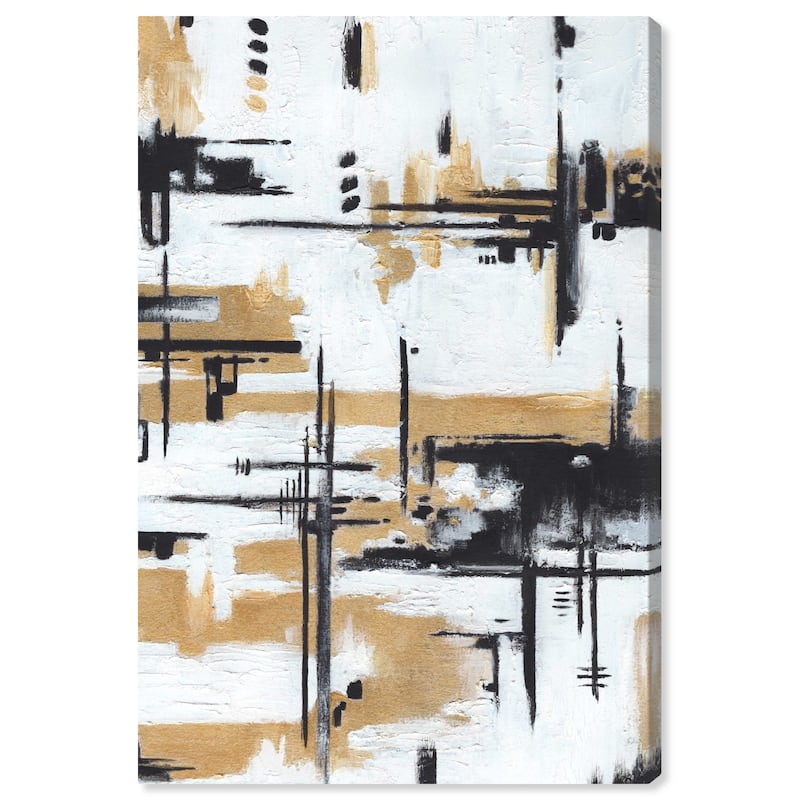 Wynwood Studio Abstract Puzzling I Gold and Pastel Gold Modern & Contemporary Wall Art Canvas Print