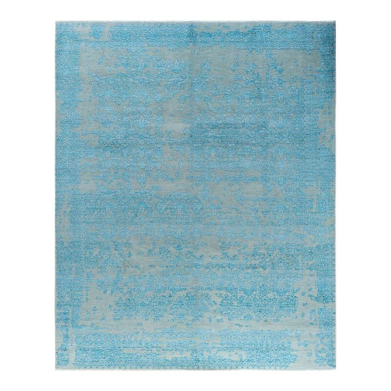 Ikat One-of-a-Kind Hand-Knotted Area Rug - Gray, 8' 1" x 9' 10" - 8' 1" x 9' 10"