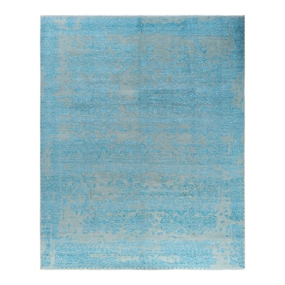 Ikat One-of-a-Kind Hand-Knotted Area Rug - Gray, 8' 1" x 9' 10" - 8' 1" x 9' 10"
