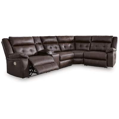 Signature Design by Ashley Punch Up Brown 5-Piece Power Reclining Sectional - 120"W x 75"D x 41"H
