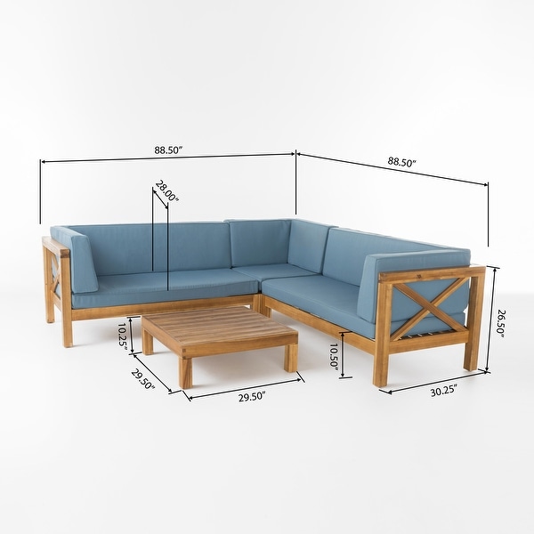 Brava Acacia Outdoor Sectional Chat Set by Christopher Knight Home 88.50 L x 88.50 W x 26.50 H