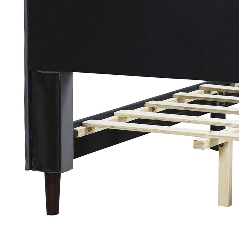Classic Velvet Upholstered Platform Bed with Centre Support Legs