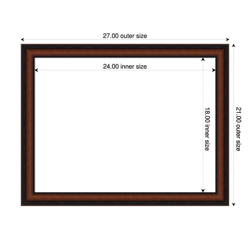 Amanti Art Cyprus Walnut Narrow Framed Dry Erase Magnetic Board - 27 x 21 in