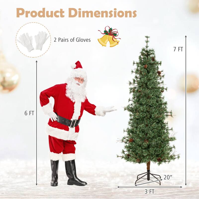 Gymax 7 FT Pre-Lit Artificial Christmas Tree Cashmere Xmas Tree w/ 502