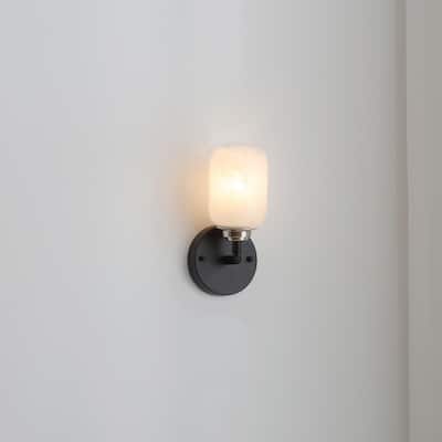 Vidalite Seren 1-Light Matte Black Rotatable Wall Sconce Light with Handmade Glass Shades, Modern Style Wall Lamp - 11" x 5"