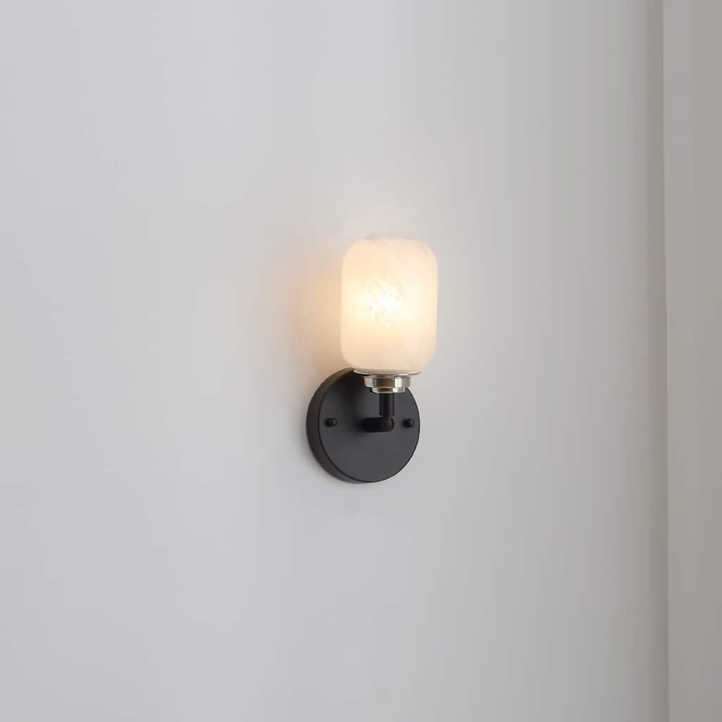 Vidalite Seren 1-Light Matte Black Rotatable Wall Sconce Light with Handmade Glass Shades, Modern Style Wall Lamp - 11" x 5"