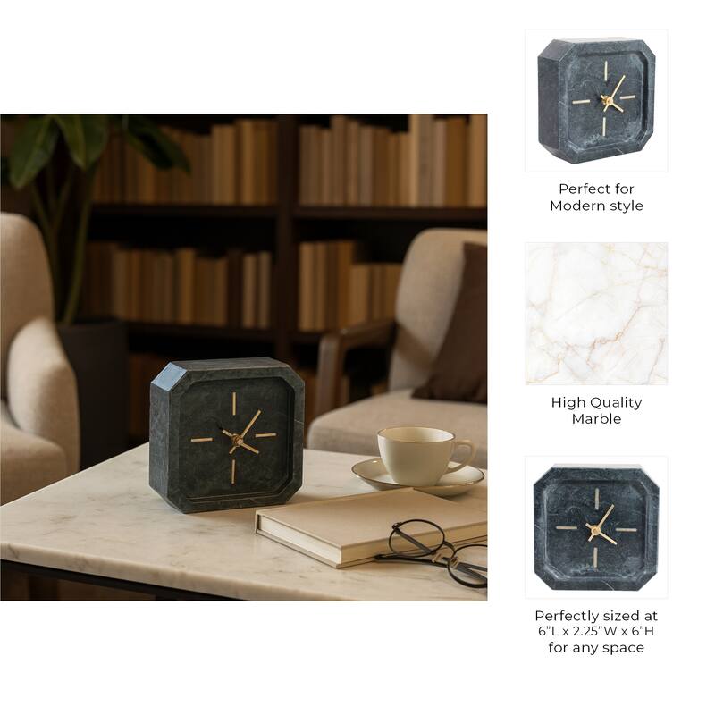 Modern Glam Marble & Stone Clock for Home Decor