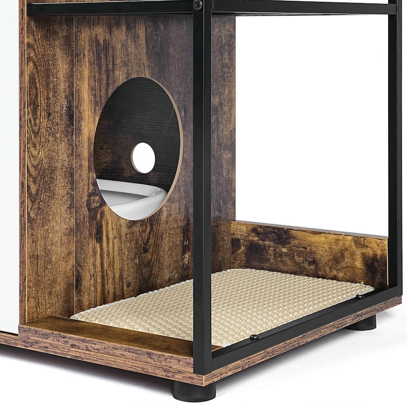 Litter Box Enclosure for 2 Cats，Cat Litter Box Furniture,Enclosed Cat Litter Boxes,Cat Furniture Cabinet,Rustic Brown