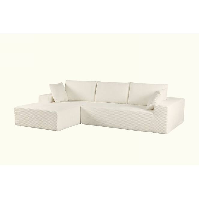 Modular Sleeper Sofa with Wide Armrest Corduroy L Shaped Sectional Couches for Living Room, No Assembly