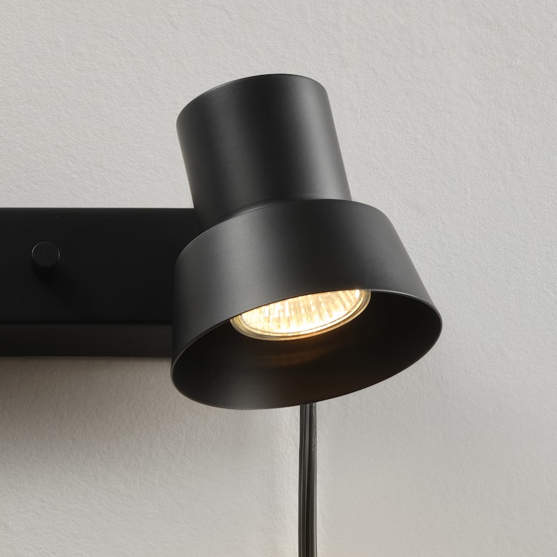 22" 3-Light Matte Black Plug-In Track Lighting with Pivoting Track Heads - 3.8"