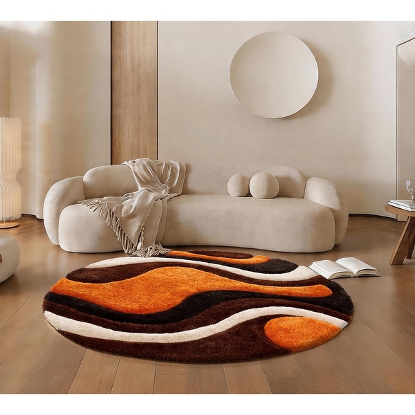 Mateos Collection Geometric Orange/Brown Area Rug - Bed Bath